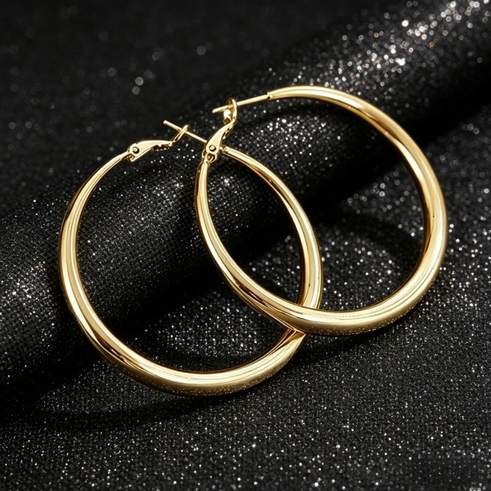 Wedding Job - 2Pcs Large Minimalist Hoop Earrings with