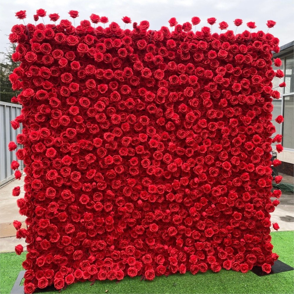 Uflower Red Rose 5D Cloth Flow - مراجعة Wedding Backdrop Curtain وسعره