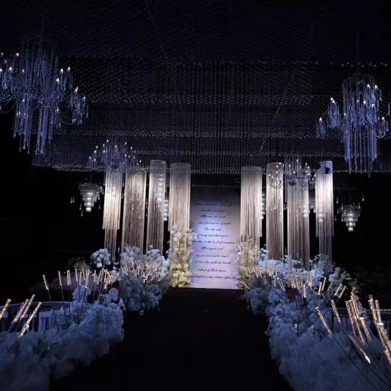 3PCS White Encrypted Line Curt - مراجعة Wedding Backdrop Curtain وسعره