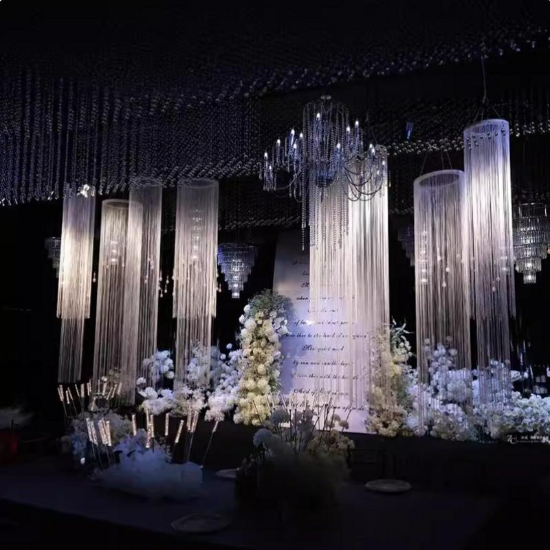 3PCS White Encrypted Line Curt - مراجعة Wedding Backdrop Curtain وسعره