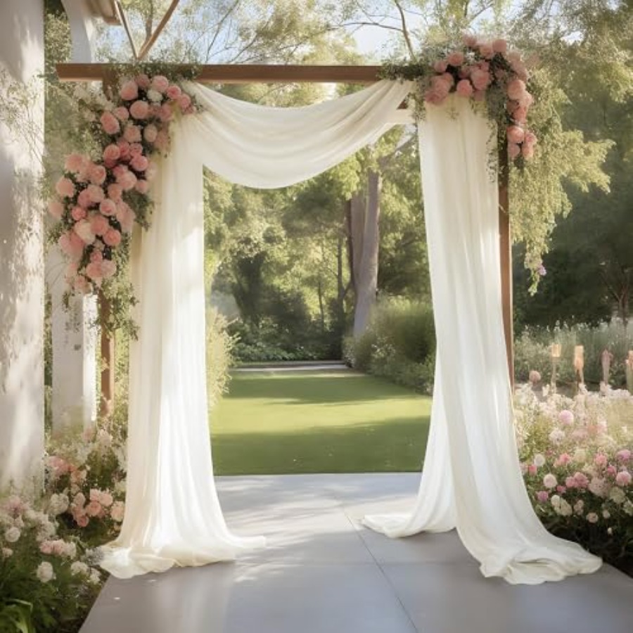 Wedding Arch Draping Fabric Sh - مراجعة Wedding Backdrop Curtain وسعره