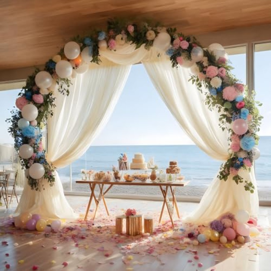 Wedding Arch Draping Fabric Sh - مراجعة Wedding Backdrop Curtain وسعره