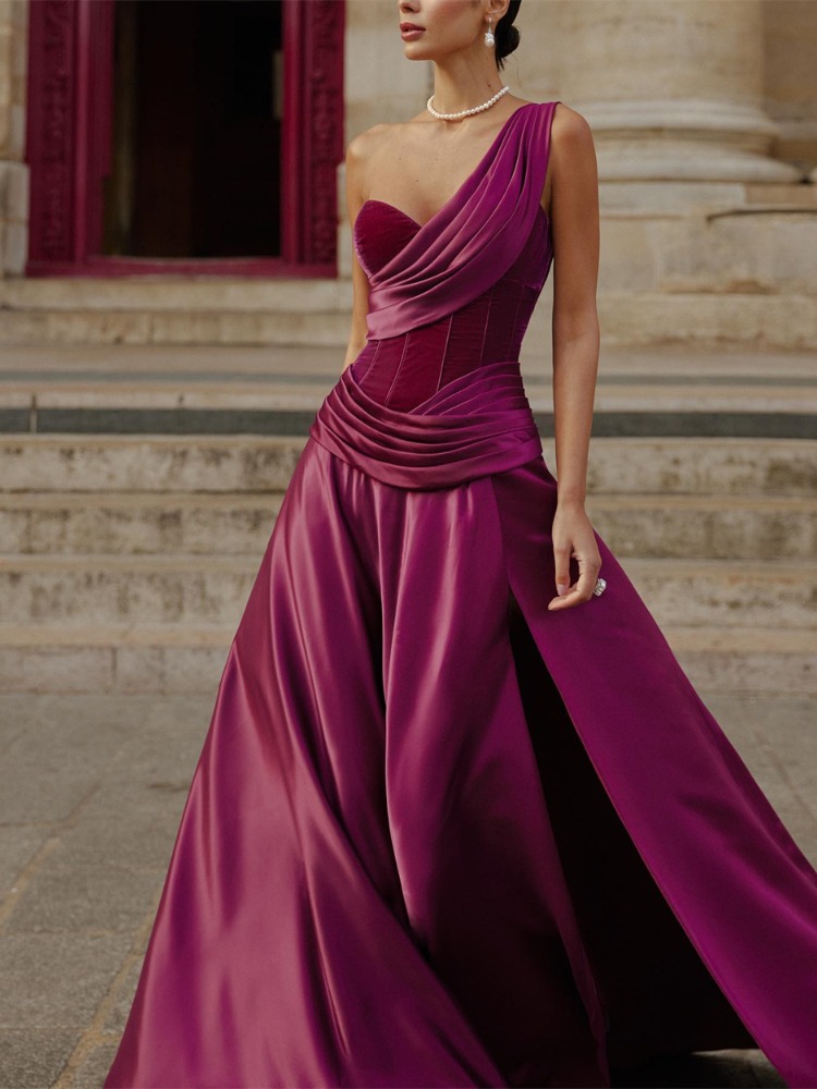 Elegant One Shoulder A Line Ev - مراجعة Wedding Qb وسعره