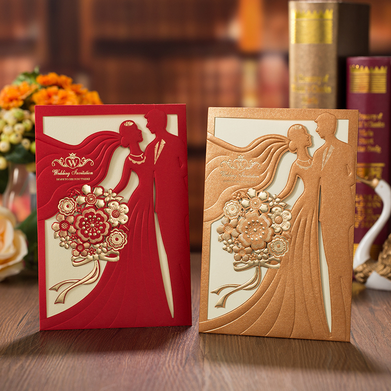 1pcs Red Gold Laser Cut Weddin - مراجعة Wedding Sutra وسعره