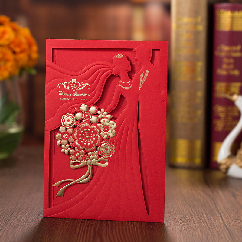 1pcs Red Gold Laser Cut Weddin - مراجعة Wedding Sutra وسعره