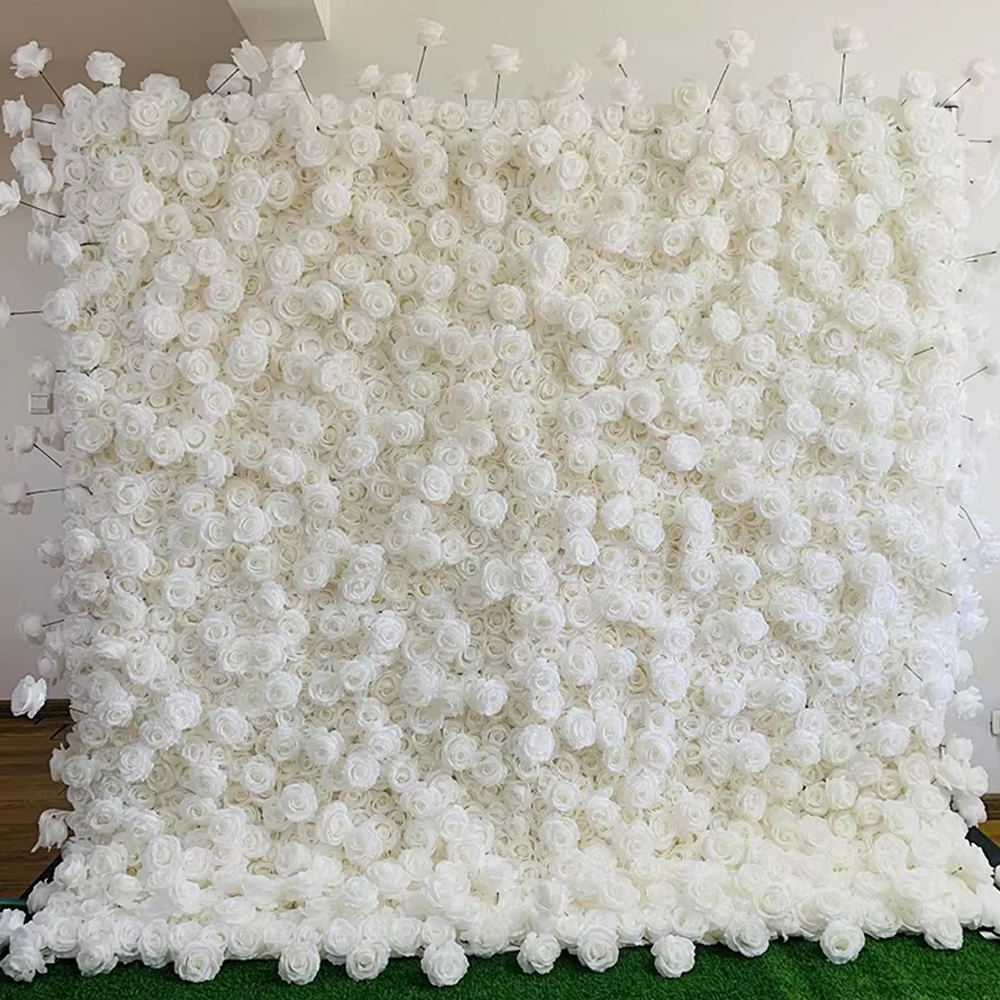 Uflower 3D White Rose Cloth Cu - مراجعة Wedding Backdrop Curtain وسعره