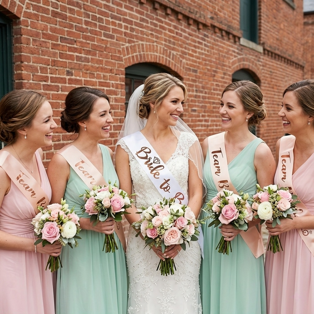 7pcs Set Rose Gold Foil BRIDE  - مراجعة Bride Tribe Sash وسعره