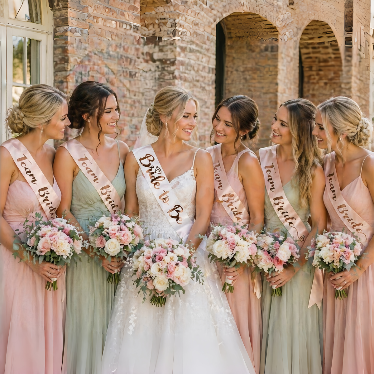 7pcs Set Rose Gold Foil BRIDE  - مراجعة Bride Tribe Sash وسعره