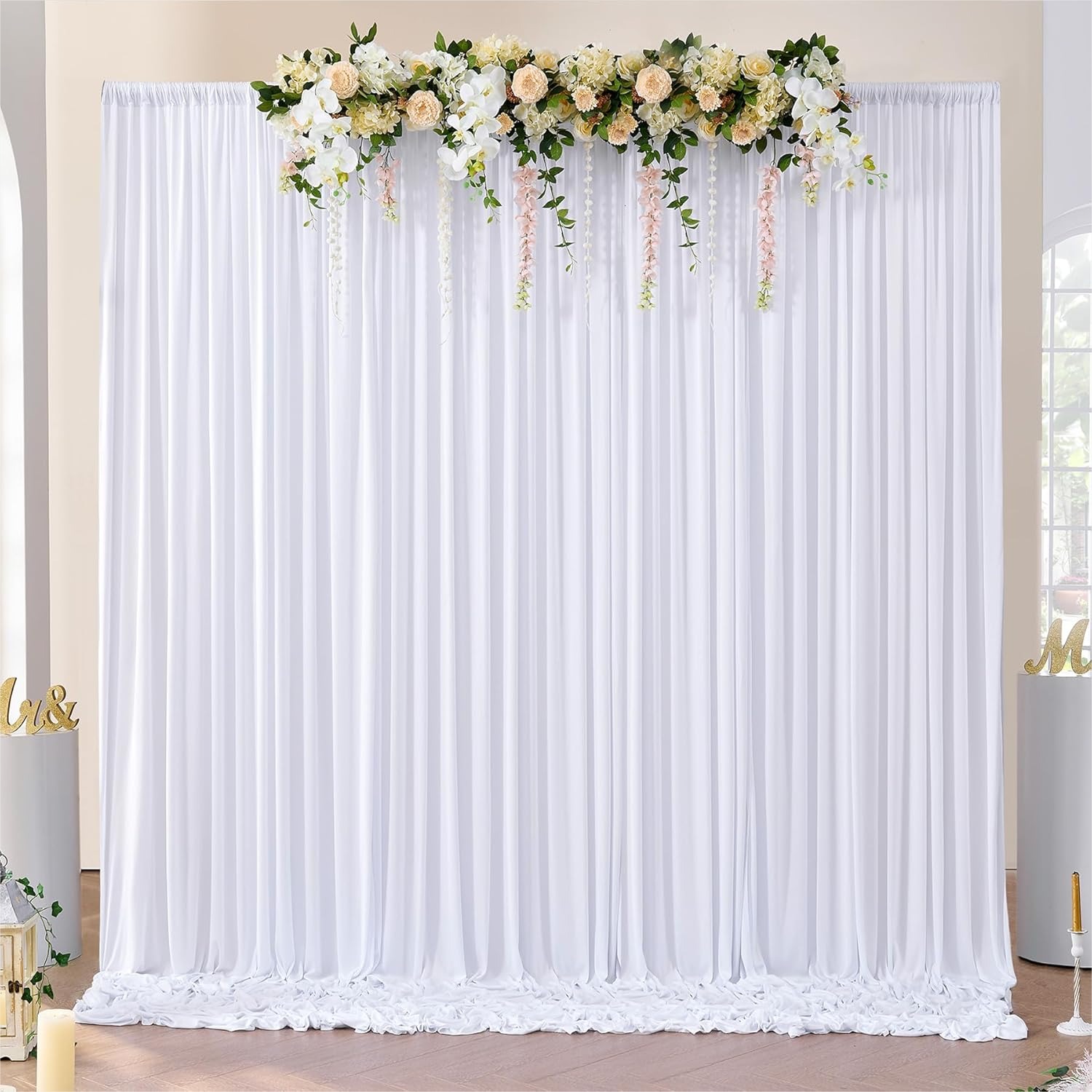White Backdrop Curtains 10x10  - مراجعة Wedding Backdrop Curtain وسعره