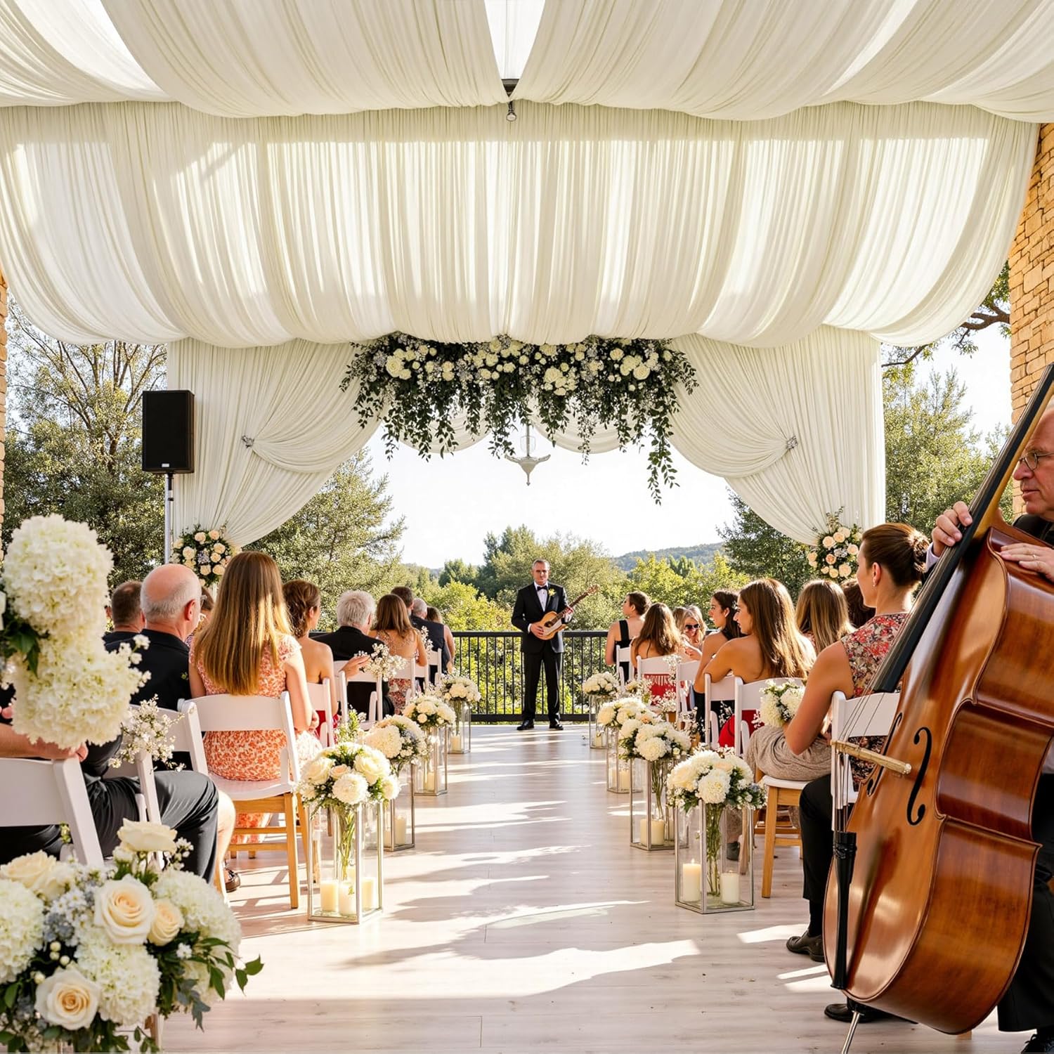 White Backdrop Curtains for Pa - مراجعة Wedding Backdrop Curtain وسعره