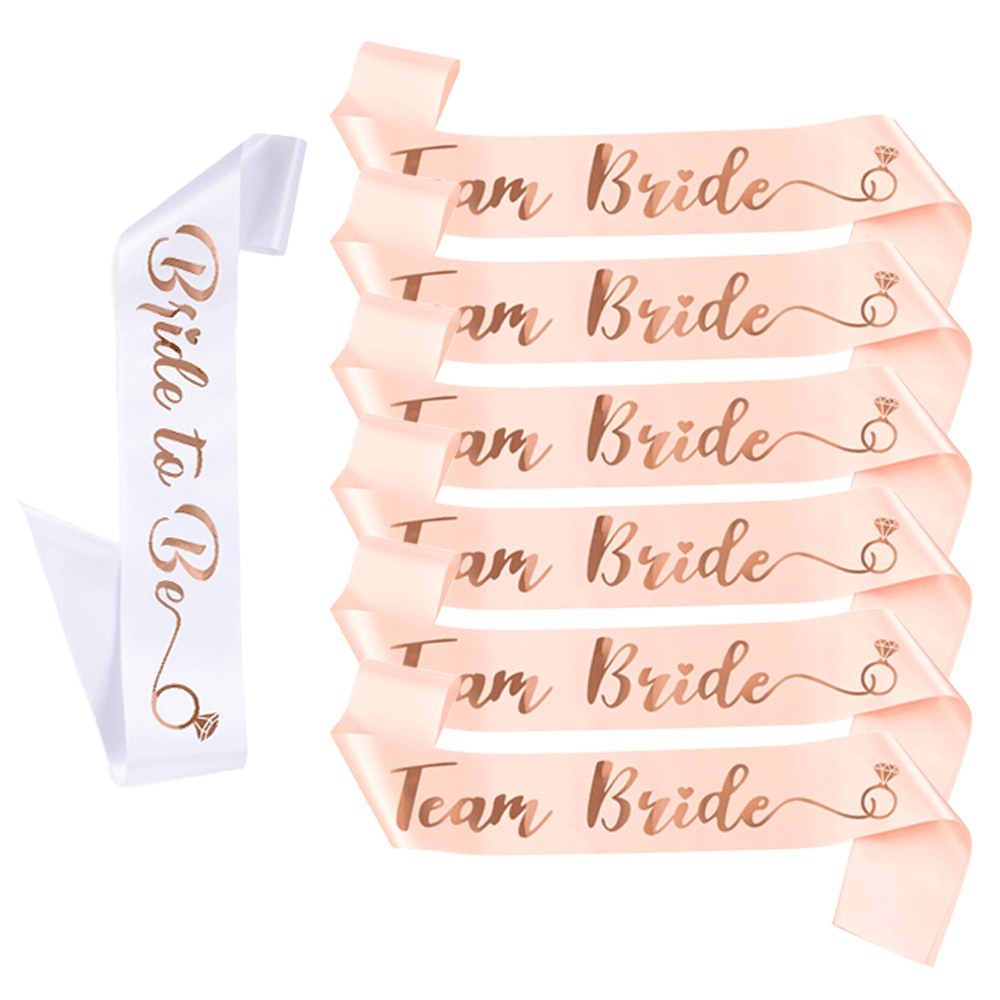 6/7Pcs Rose Gold Bride To Be T - مراجعة Bride Tribe Sash وسعره