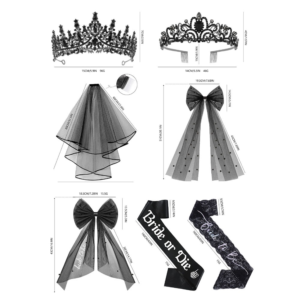 3pcs Gothic Black Bachelorette - مراجعة Bride Tribe Sash وسعره