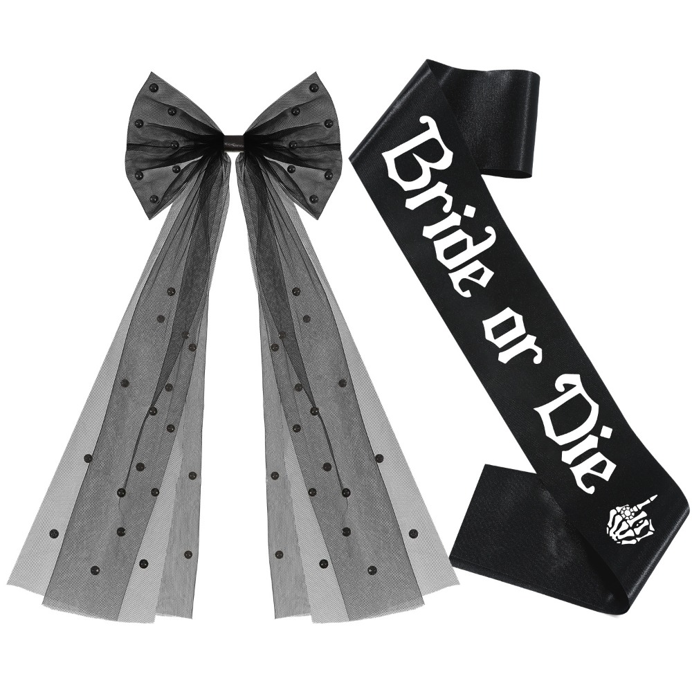 3pcs Gothic Black Bachelorette - مراجعة Bride Tribe Sash وسعره