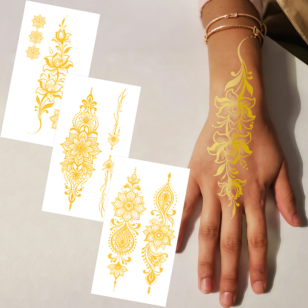 1pc Metallic Flower Tattoo Sti - مراجعة Wedding Sutra وسعره