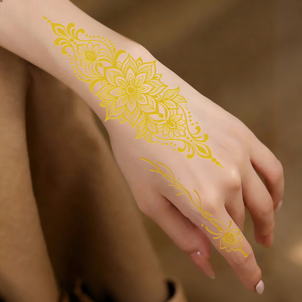 1pc Metallic Flower Tattoo Sti - مراجعة Wedding Sutra وسعره