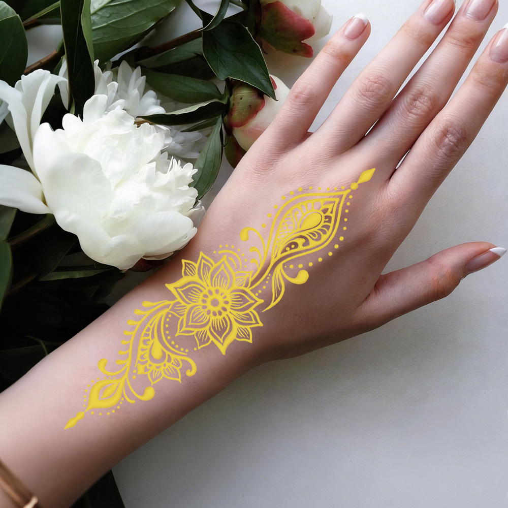 1pc Metallic Flower Tattoo Sti - مراجعة Wedding Sutra وسعره