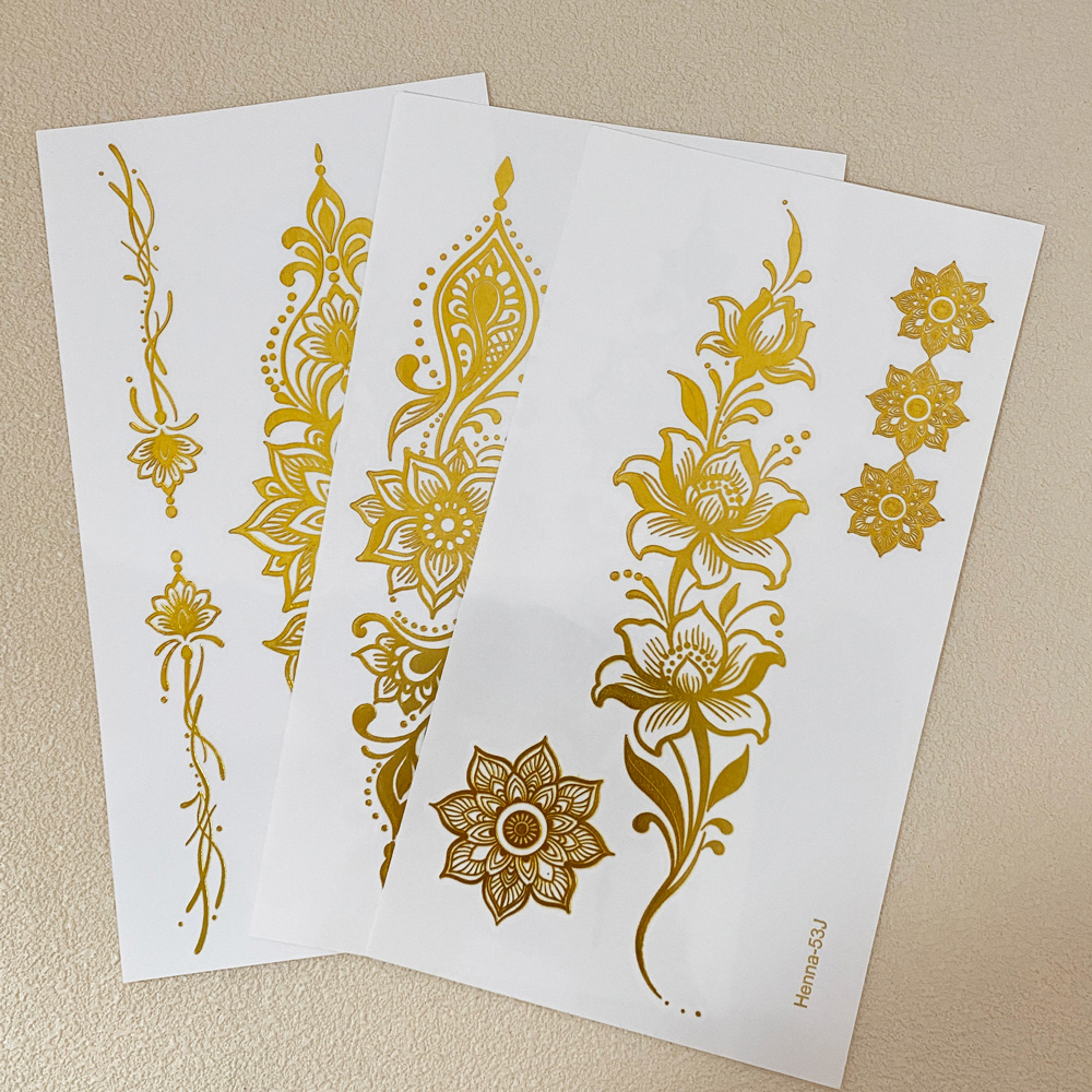1pc Metallic Flower Tattoo Sti - مراجعة Wedding Sutra وسعره