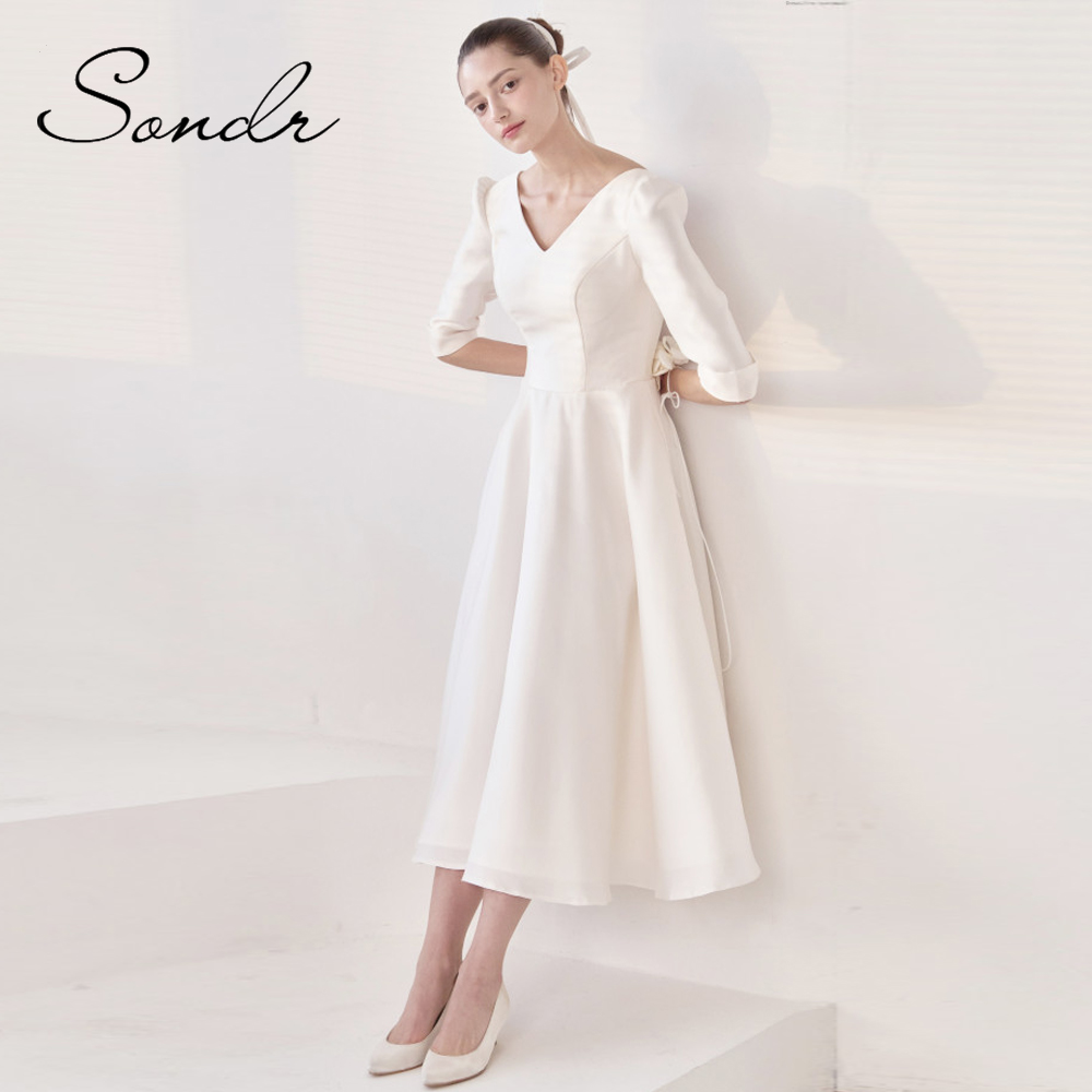 Sondr V-Neck Satin Half Sleeve - مراجعة Wedding Qq وسعره