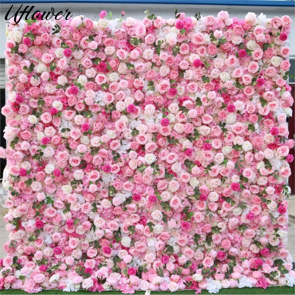 Uflower Pink White Rose Greene - مراجعة Wedding Backdrop Curtain وسعره