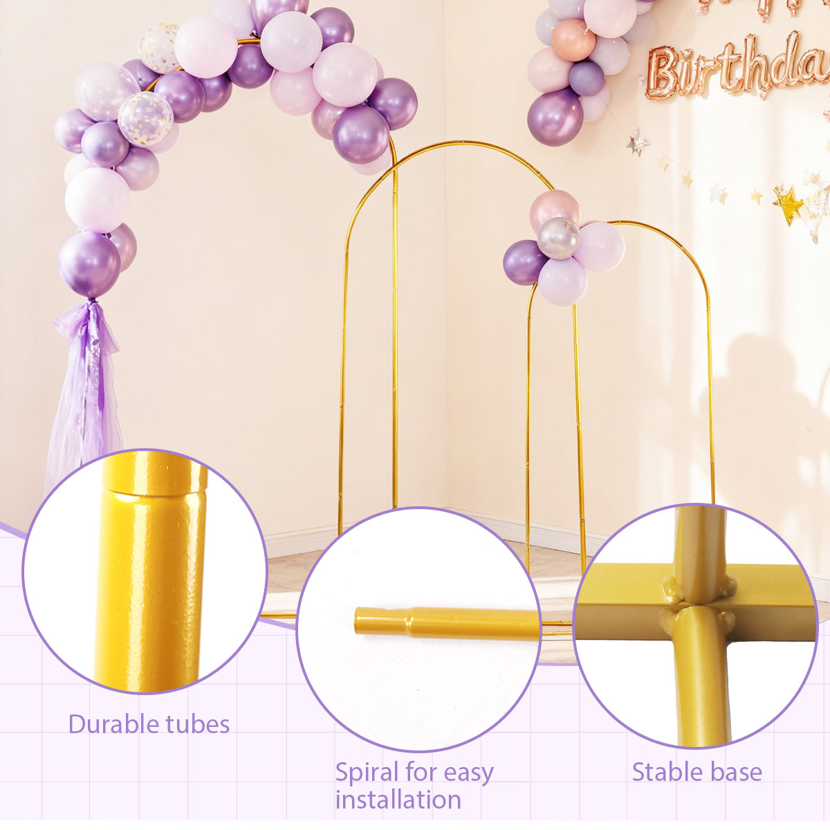 3Pack Golden Metal Arch Kits,  - مراجعة Wedding Balloon Arch وسعره