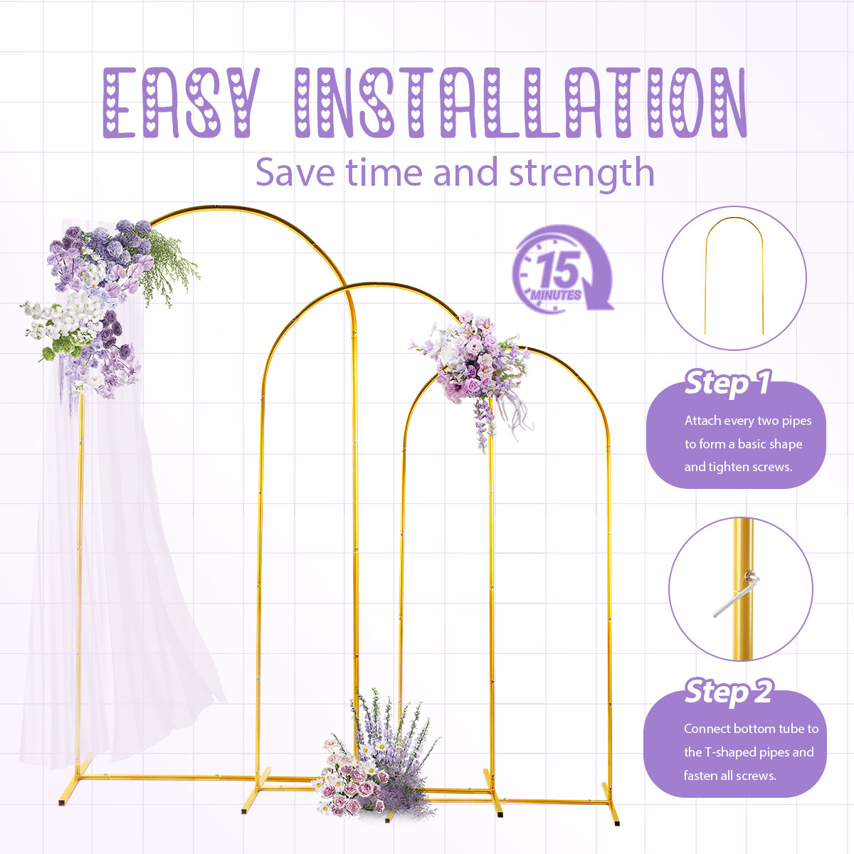 3Pack Golden Metal Arch Kits,  - مراجعة Wedding Balloon Arch وسعره
